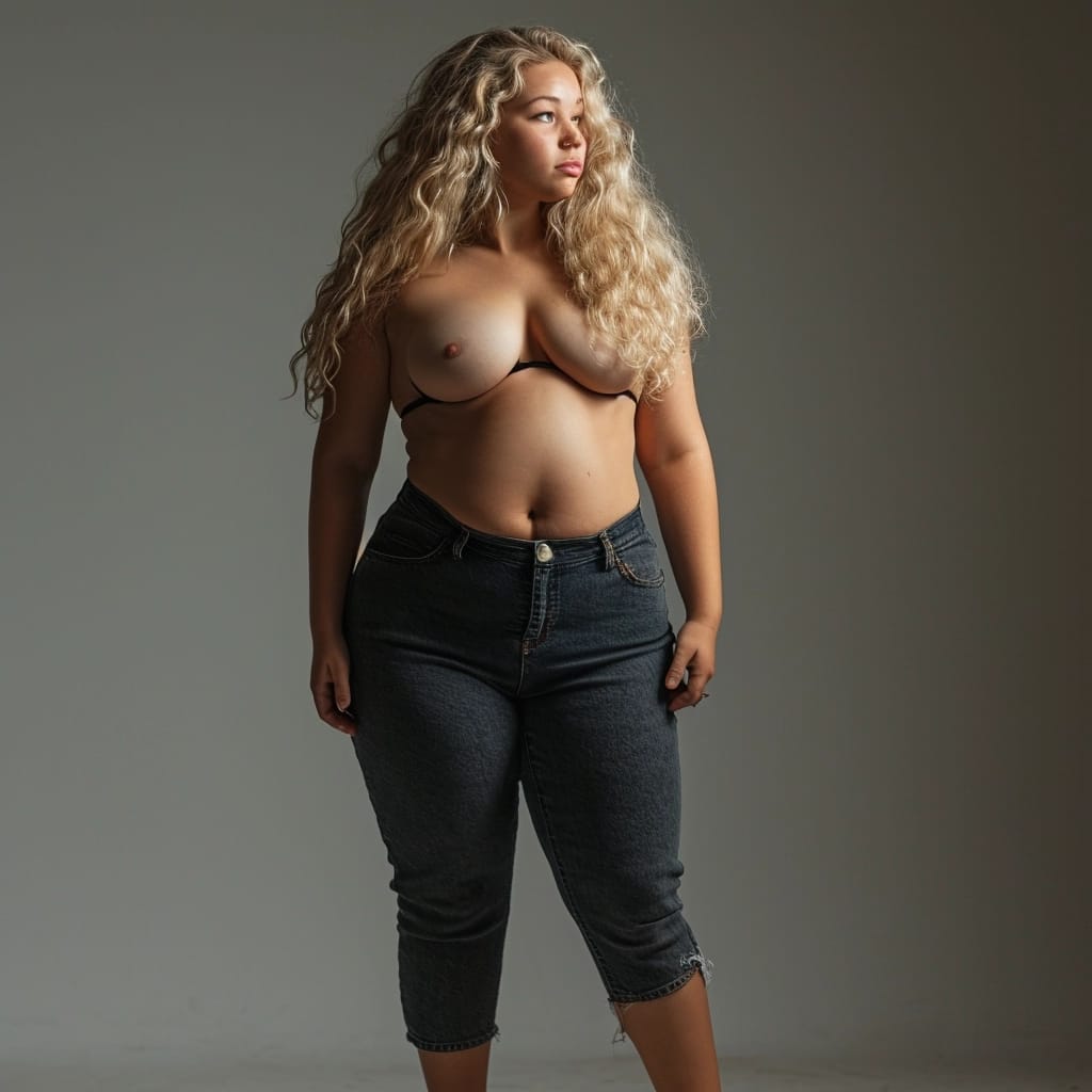 Topless Heavyset Woman