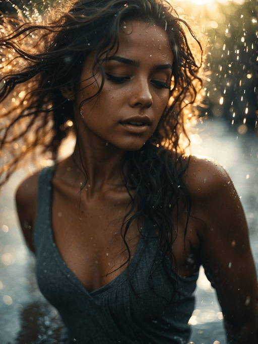 Beautiful Woman in Rain