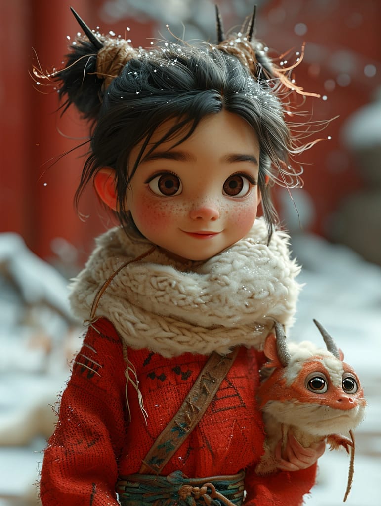 Pixar Chinese Girl with Dragon